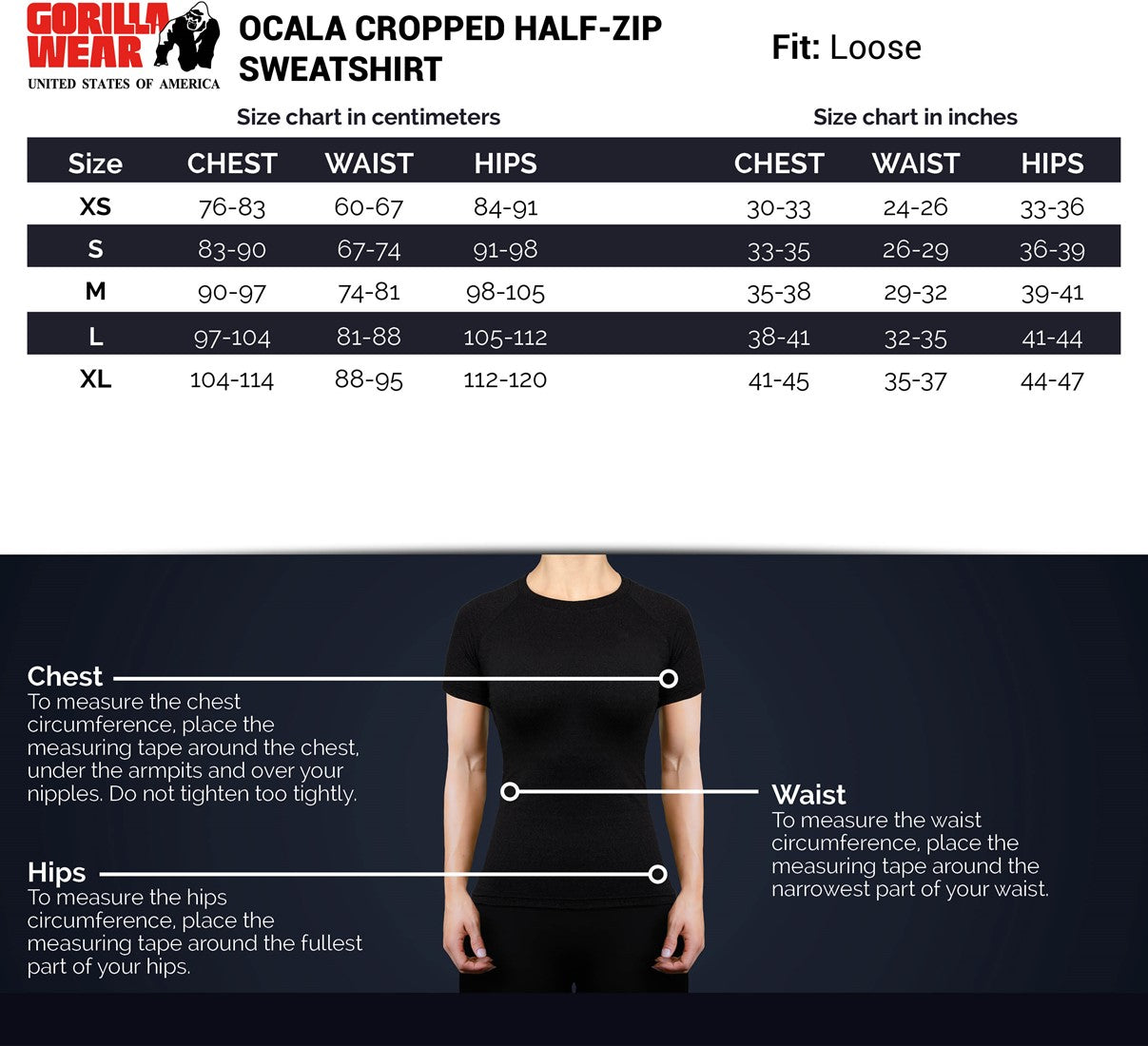 Gorilla Wear Ocala Cropped Half-Zip Sweatshirt - Zwart