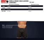 Gorilla Wear Halterriem - 4 Inch Leren Lever Lifting Belt - Zwart