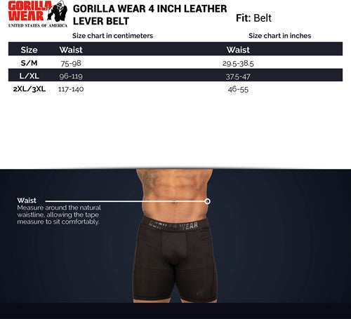 Gorilla Wear Halterriem - 4 Inch Leren Lever Lifting Belt - Zwart