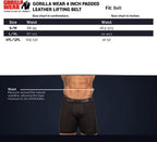 Gorilla Wear Halterriem - 4 Inch Padded Leren Lifting Belt - Legergroen