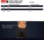 Gorilla Wear Halterriem - 4 Inch Nylon Lifting Belt - Zwart