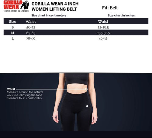 Gorilla Wear Halterriem - 4 Inch Dames Lifting Belt - Zwart/Wit