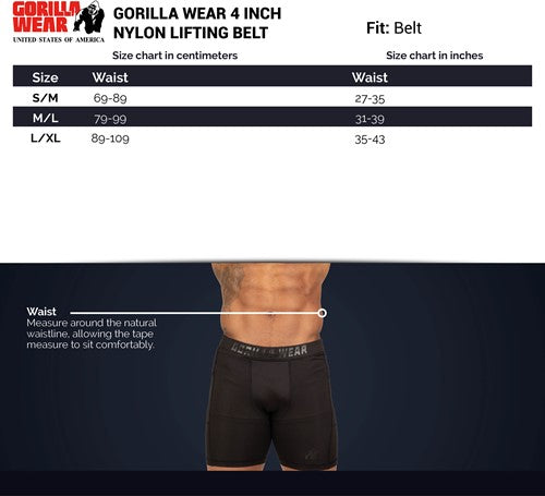 Gorilla Wear Halterriem - 4 Inch Nylon Lifting Belt