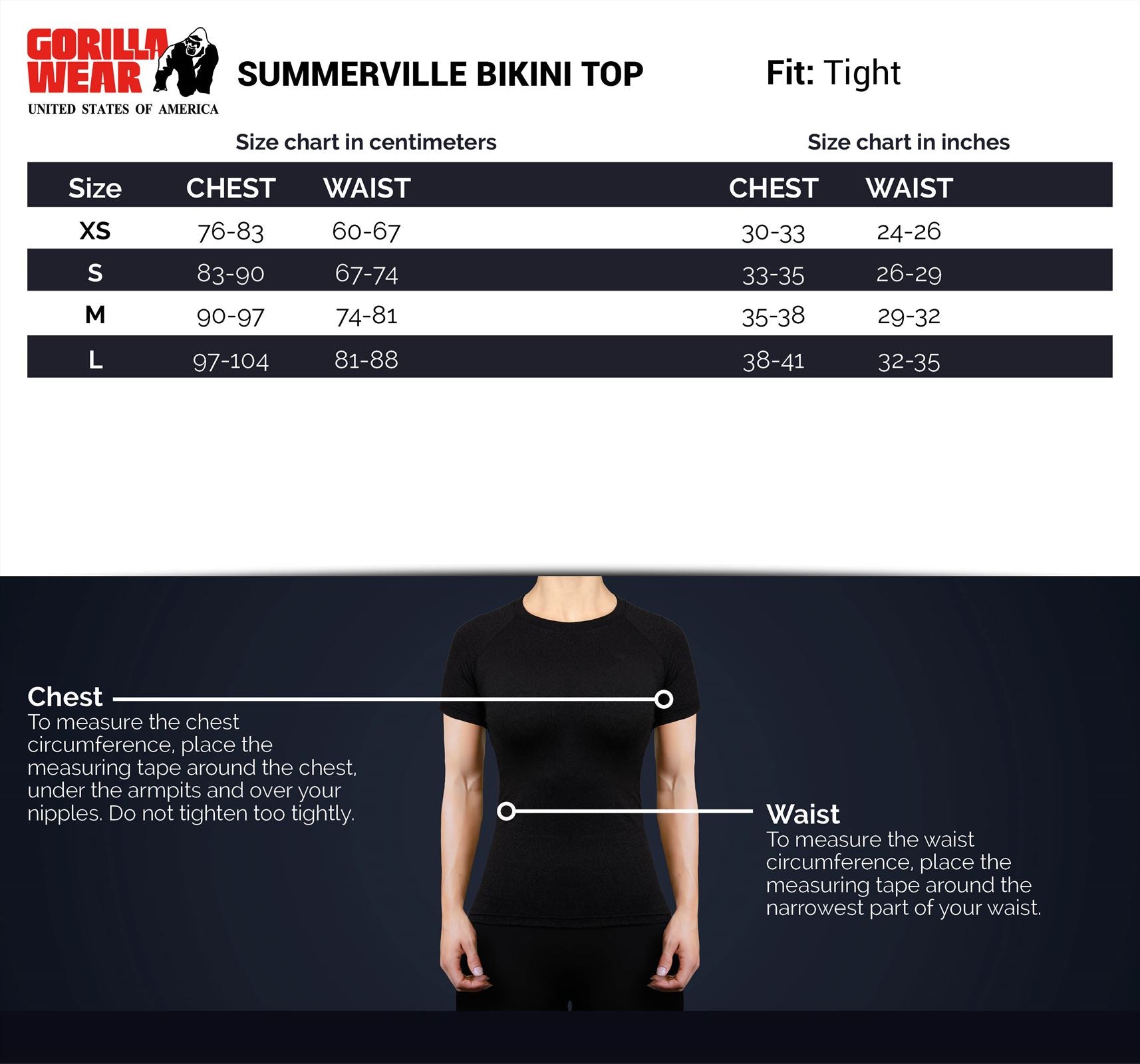 Gorilla Wear Summerville Bikinitop - Zwart