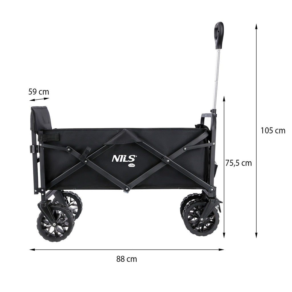 NILS Camp Opvouwbare Bolderkar - Zwart - 160L