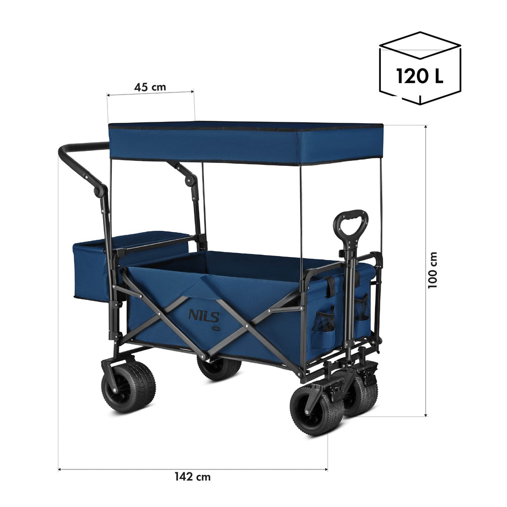 NILS Camp Opvouwbare Bolderkar - Blauw - 120L