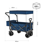 NILS Camp Opvouwbare Bolderkar - Blauw - 120L