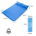 NILS Camp Zelfopblazende Slaapmat met Kussen - 2-persoons - Blauw