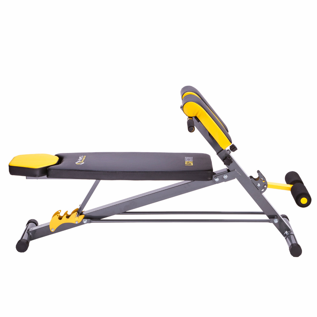 HMS Premium Verstelbare Hyperextension/Trainingsbank - Zwart/Geel