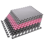One Fitness Puzzelmat - Set van 9 - 10 mm - Roze/Grijs