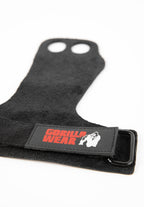 Gorilla Wear 2-Hole Leren Lifting Grips - Zwart