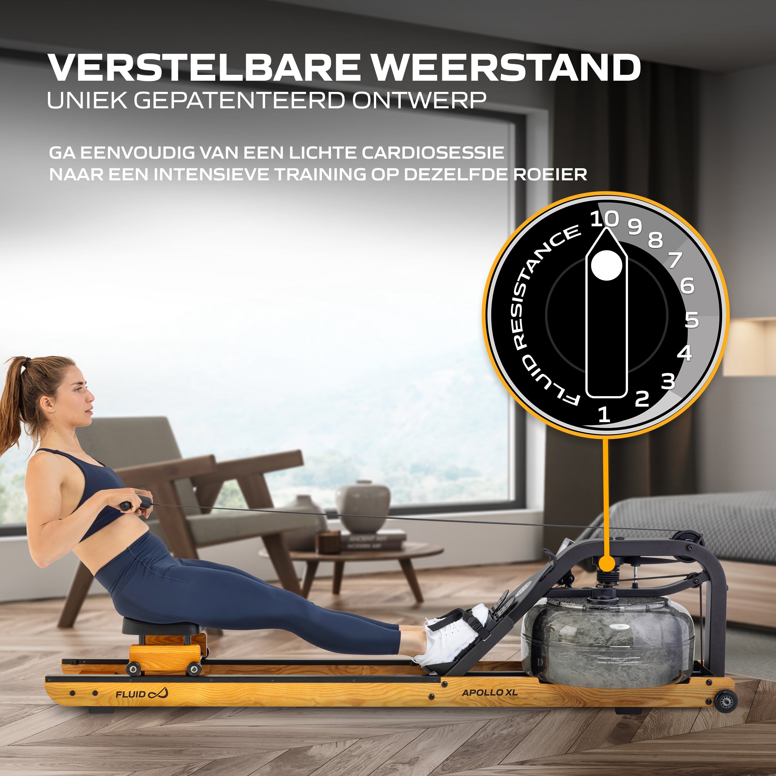 Fluid Rower Roeitrainer Apollo XL - Beuken