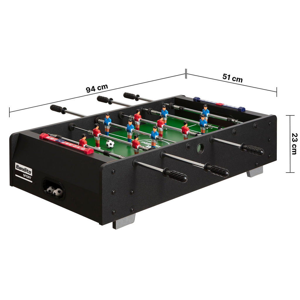 Bandito Mini Tafelvoetbal met Telescopische Stangen - Zwart - Tweedekans