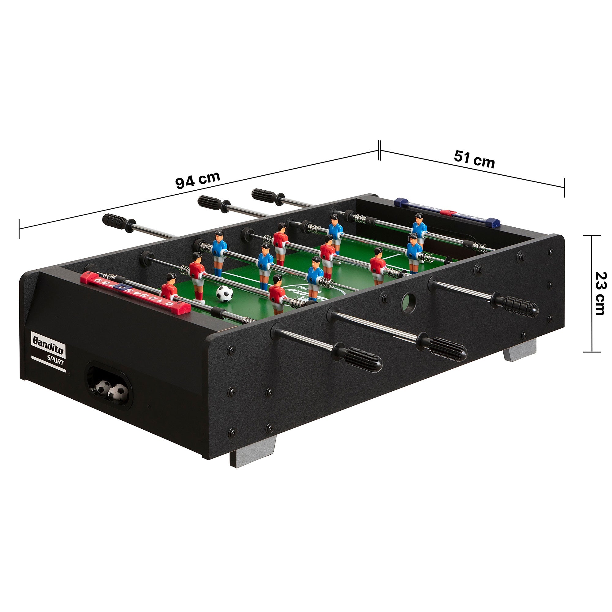 Bandito Mini Tafelvoetbal met Telescopische Stangen - Zwart - Tweedekans