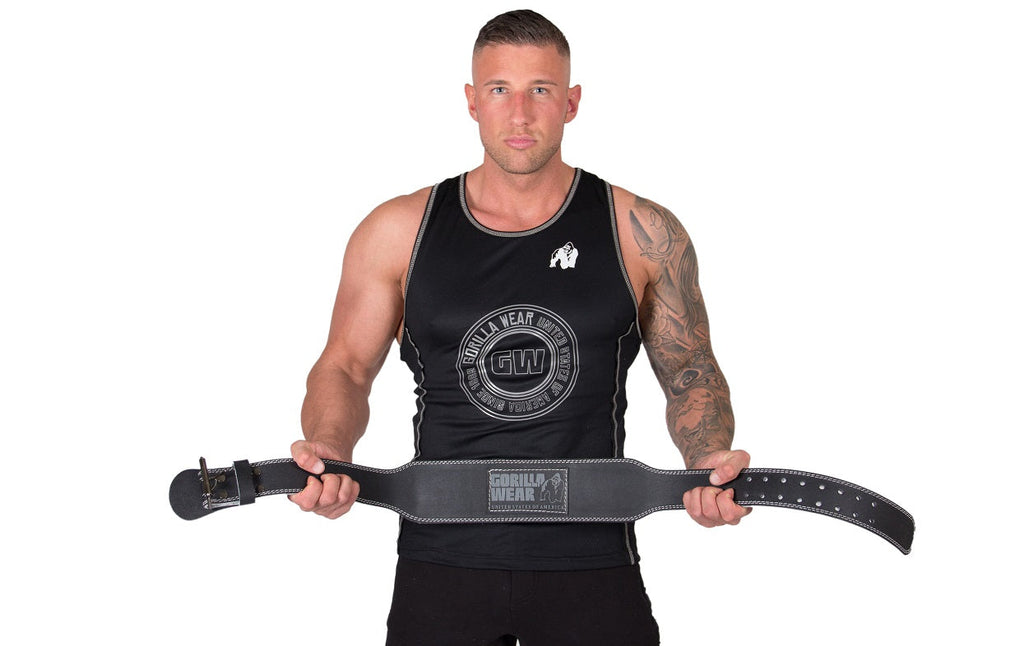 Gorilla Wear Halterriem - 4 Inch Gewatteerde Leren Lifting Belt - Zwart