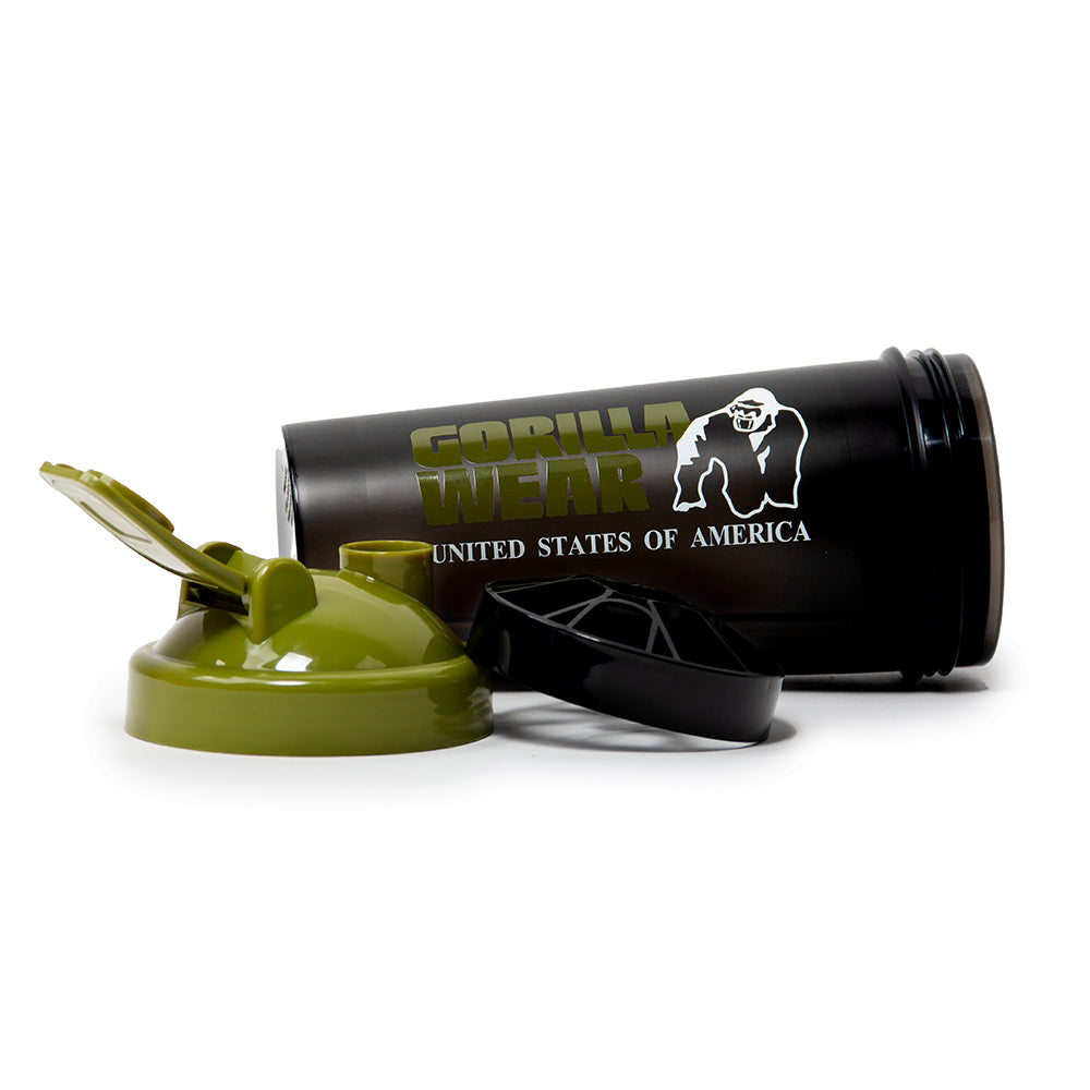 Gorilla Wear Shake Beker XXL - 1000 ml - Zwart/Legergroen
