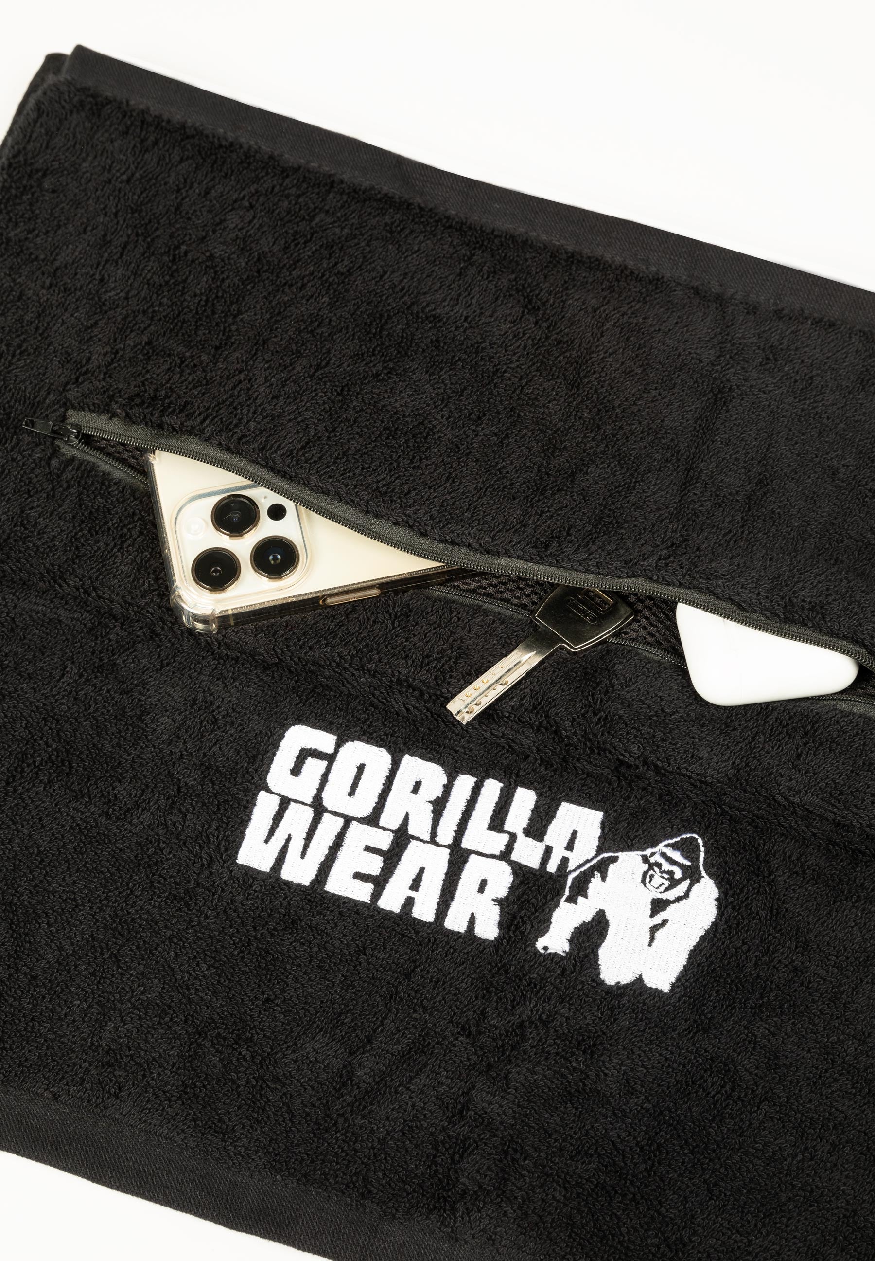 Gorilla Wear Zip Pocket Handdoek - Zwart