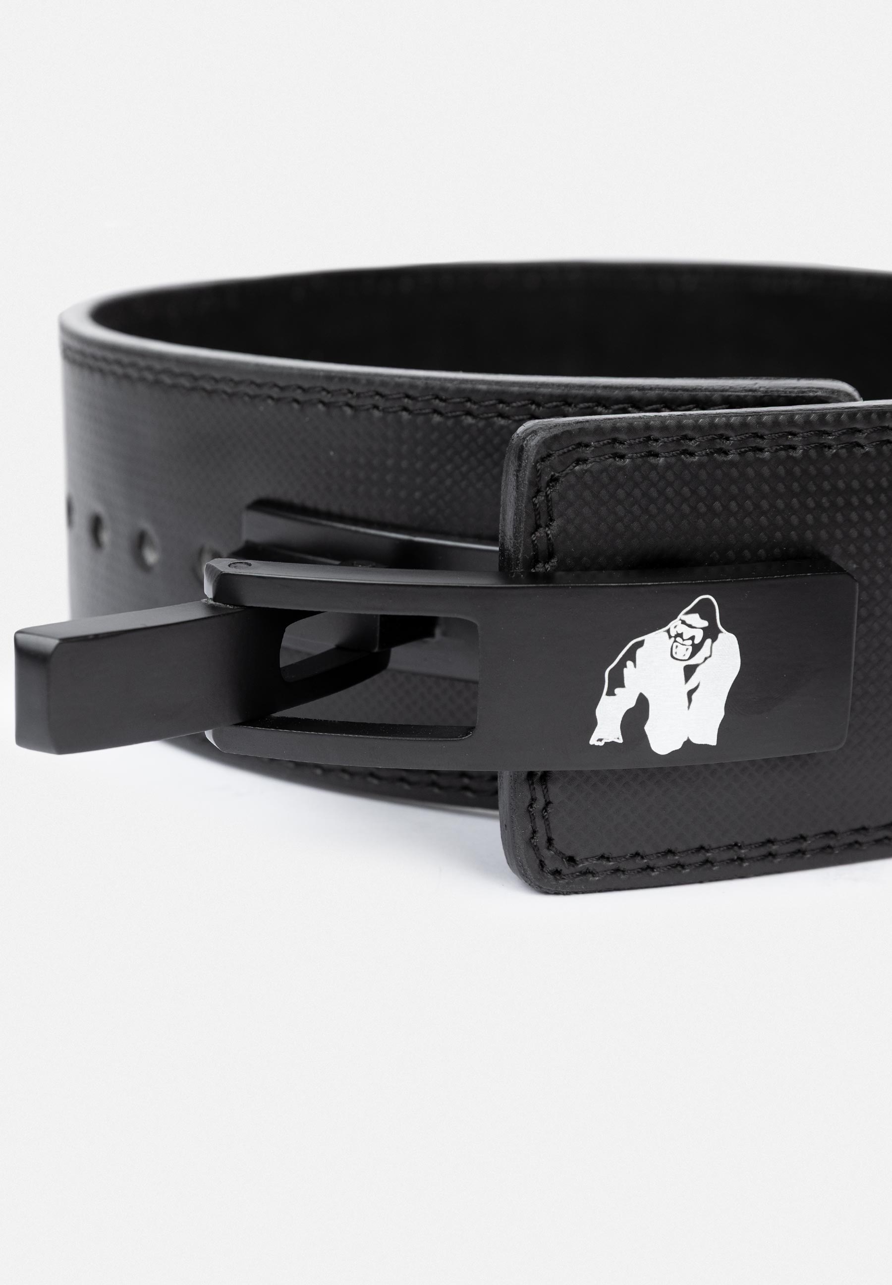 Gorilla Wear Halterriem - 4 Inch Carbon Leren Lever Belt - Zwart