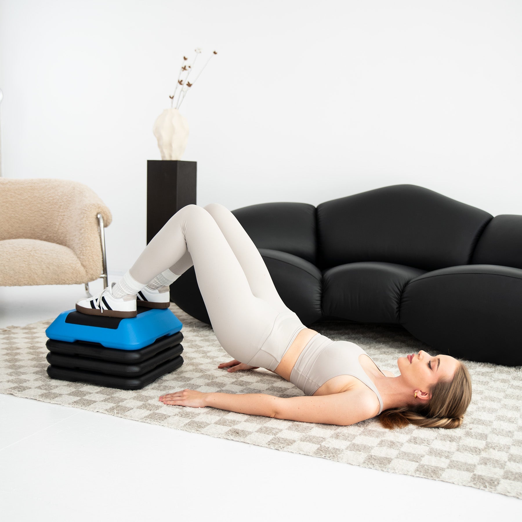 HMS Fitness Mini Aerobic Step - Zwart/Blauw