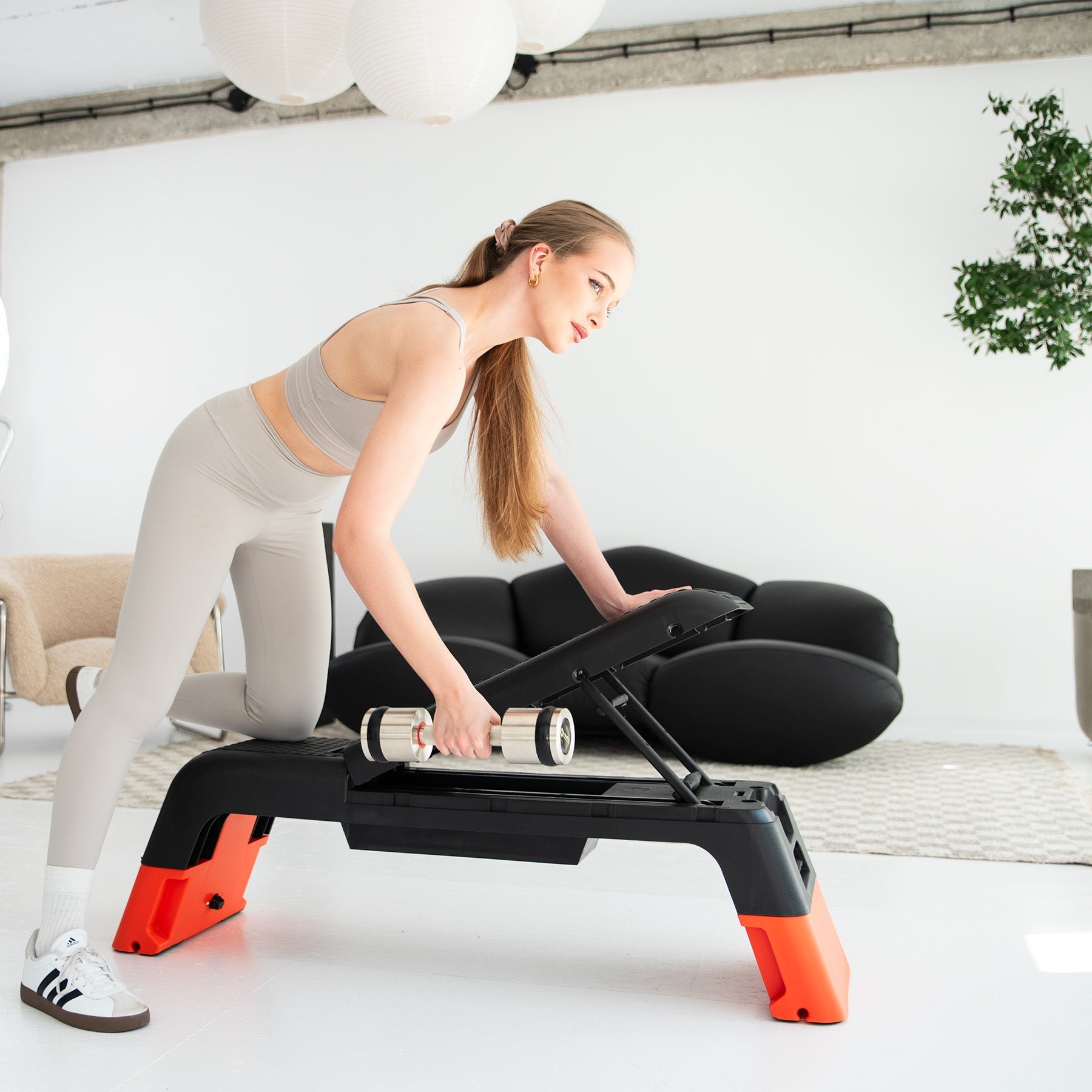 HMS Fitness Verstelbare Fitness Step Pro - Aerobic Stepper - Zwart/Oranje