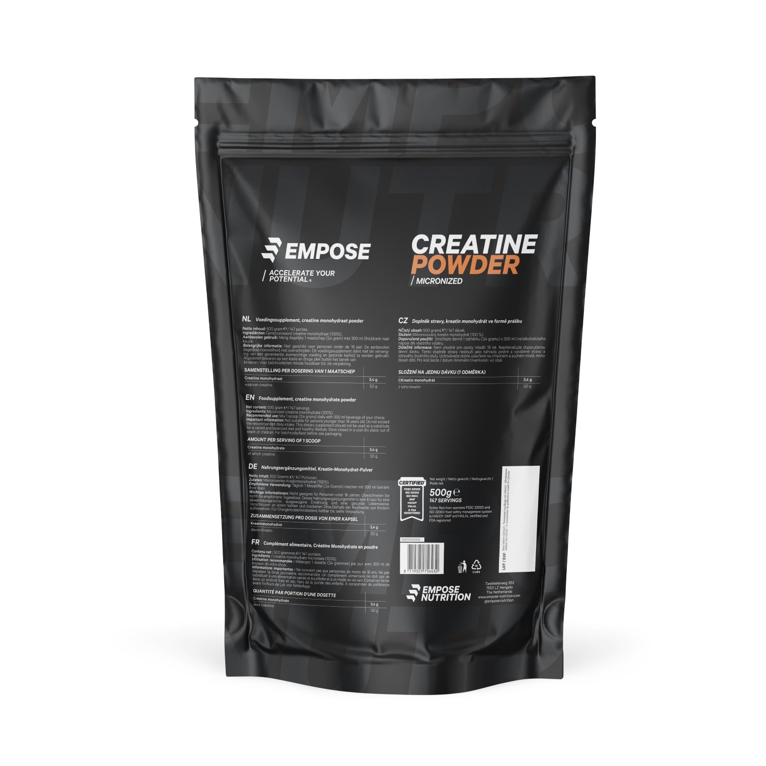 Empose Nutrition Creatine Poeder - Creatine Monohydraat - 500 gr