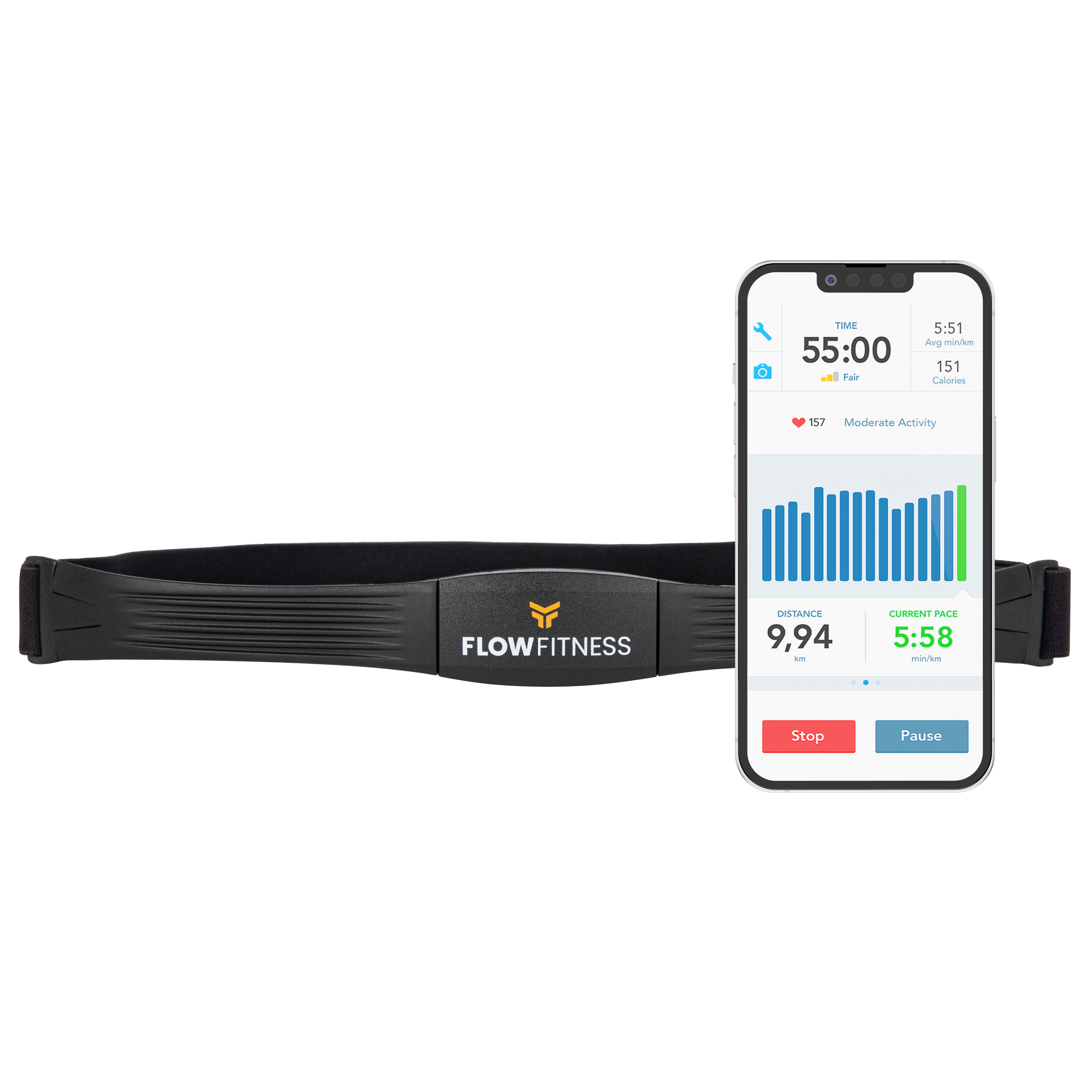 Flow Fitness BlueTooth Borstband / Hartslagband