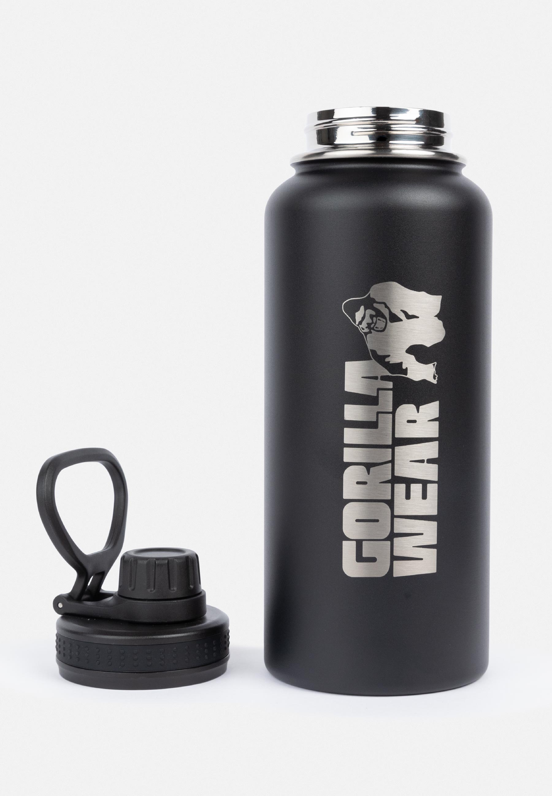 Gorilla Wear Geïsoleerde RVS Waterfles - Zwart - 1000 ml