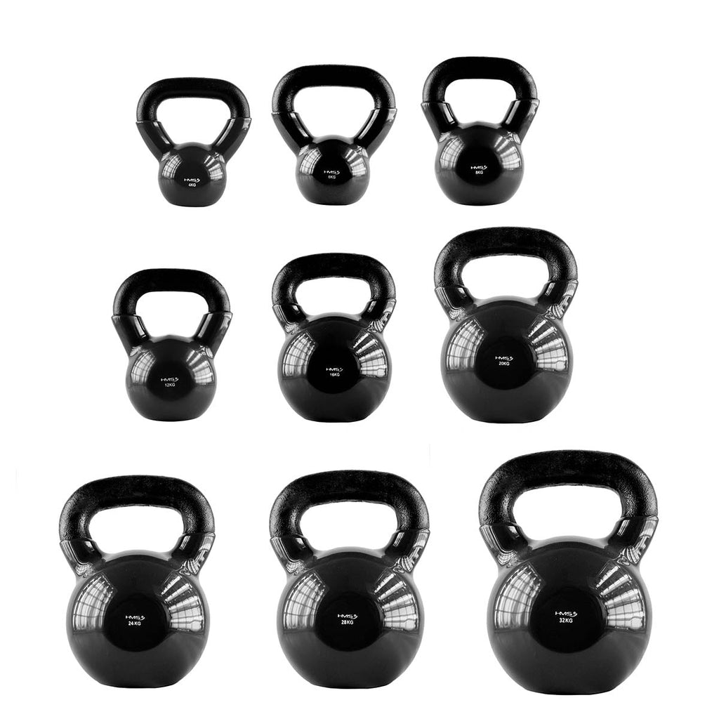 HMS Kettlebell - Gietijzer/Vinyl - 8 kg - Zwart