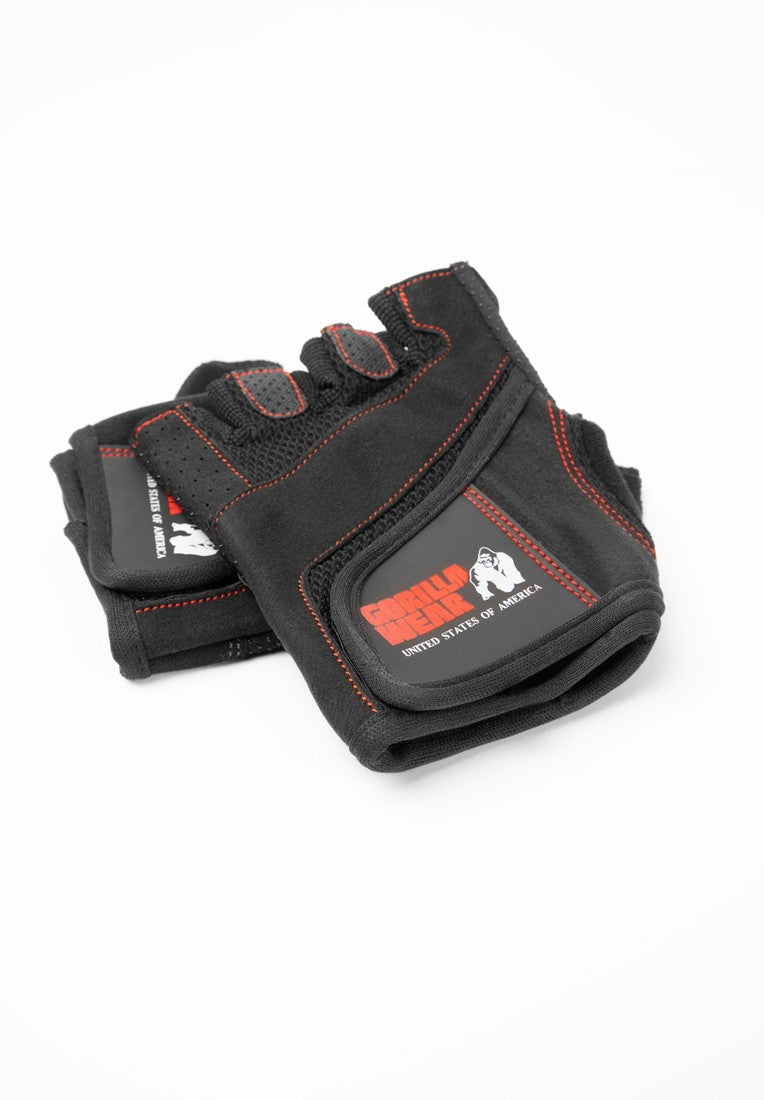 Gorilla Wear Womens Fitness Gloves - Fitness Handschoenen - Zwart/Rode Stiksels