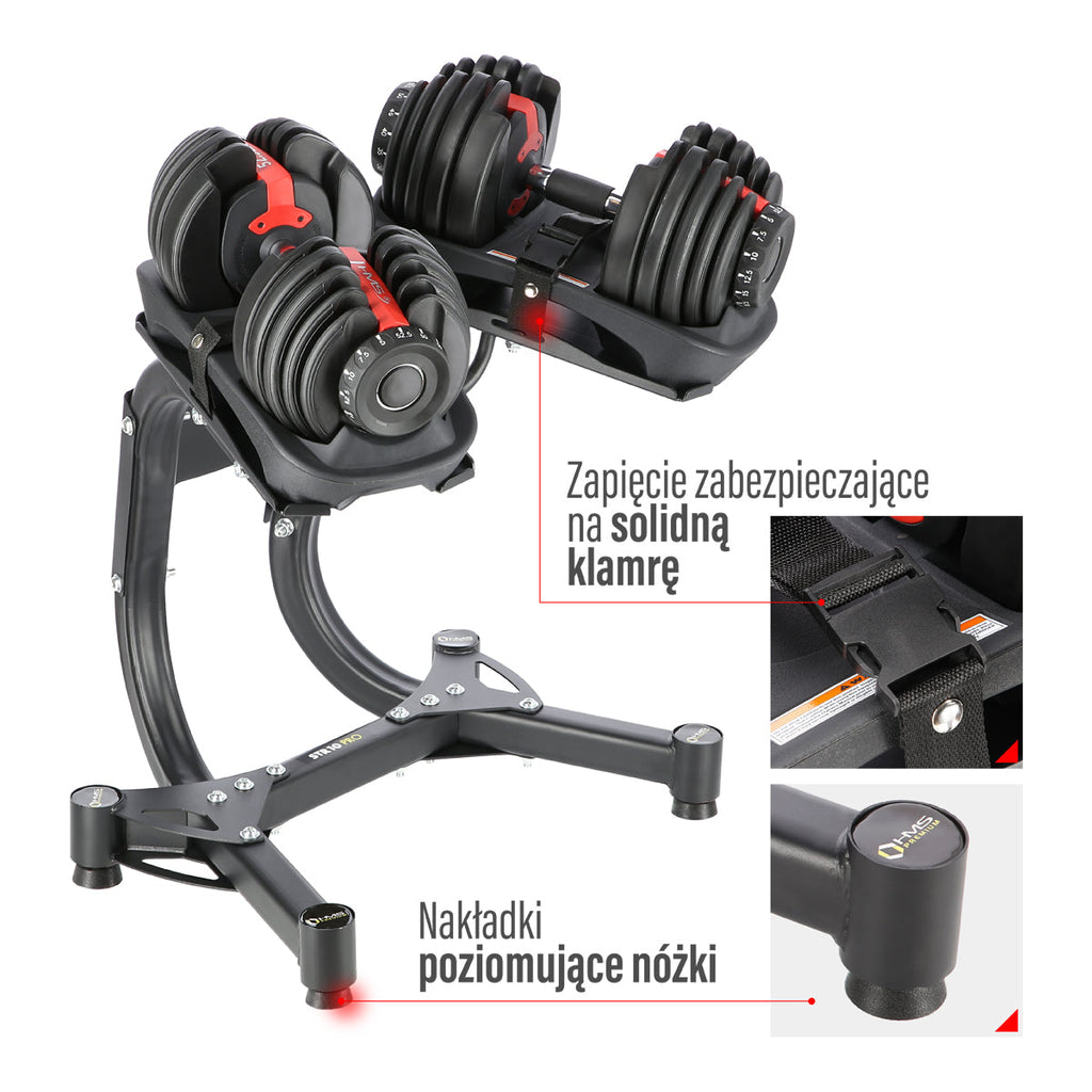 HMS Verstelbare Dumbbell Set met Opbergrek - 2 x 23,8 kg