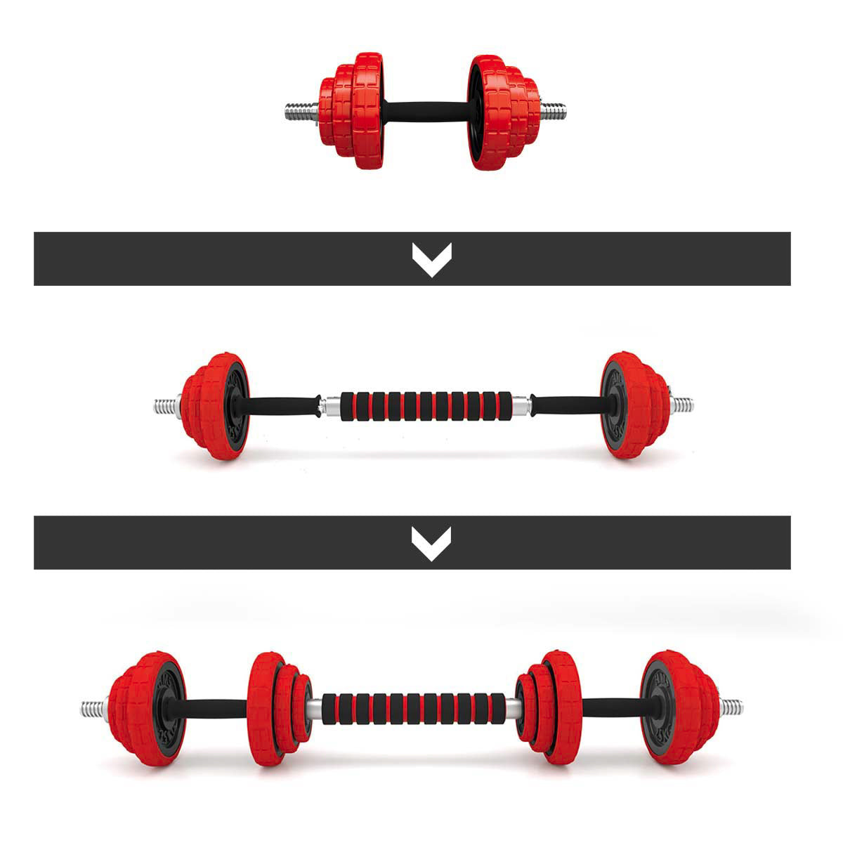 HMS Verstelbare Halter en Dumbbell Set - Rood - 20 kg