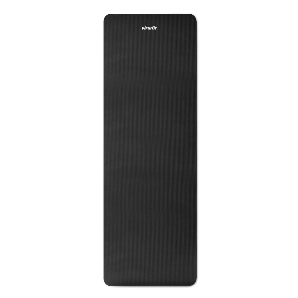 VirtuFit NBR Fitnessmat - 180 x 60 x 1,5 cm - Zwart - met Draagkoord - Gratis Trainingsvideo's