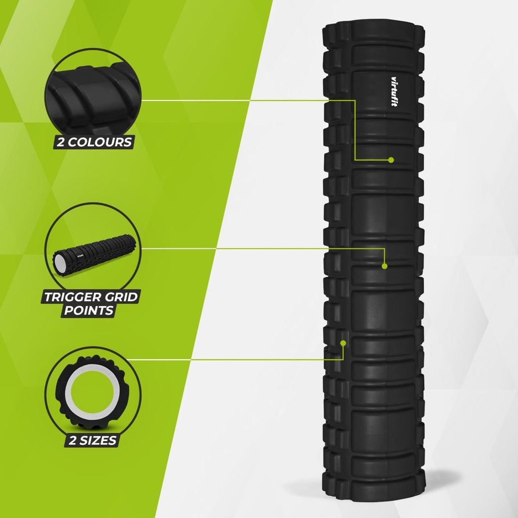 VirtuFit Grid Foam Roller - Massage roller - 62 cm - Zwart
