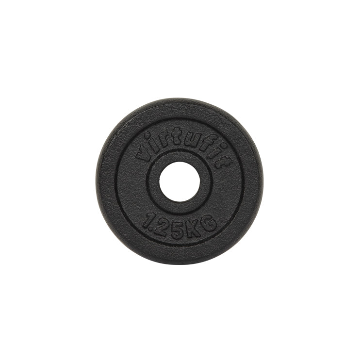 VirtuFit Gietijzeren Halterschijf - Halter gewicht - 30 mm - 1,25 kg - Zwart