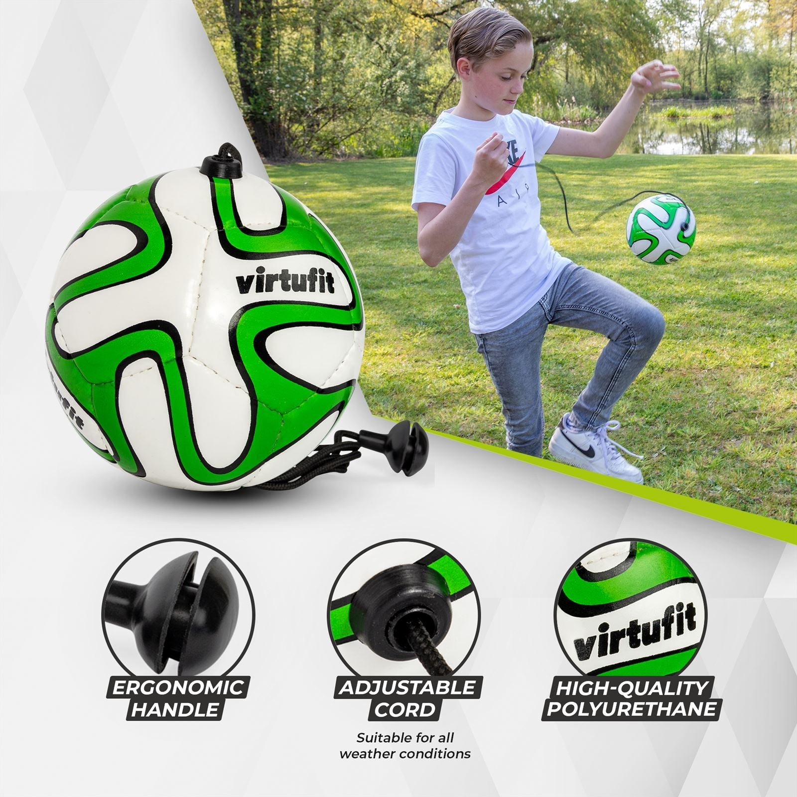 VirtuFit Voetbal Trainer - Bal met Koord - Techniek bal