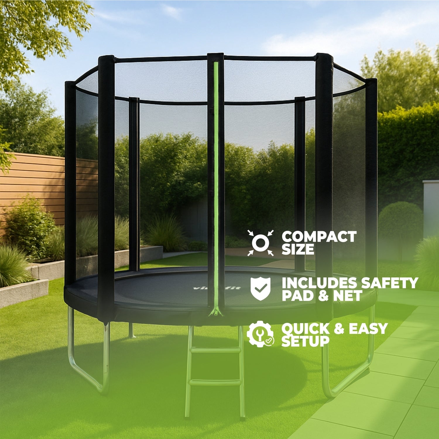 VirtuFit Trampoline met Veiligheidsnet - Zwart - 183 cm