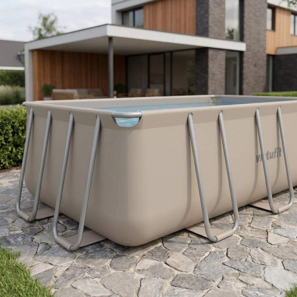VirtuFit Rechthoekig Zwembad 400 x 200 x 122 cm - Beige - Compleet Pakket