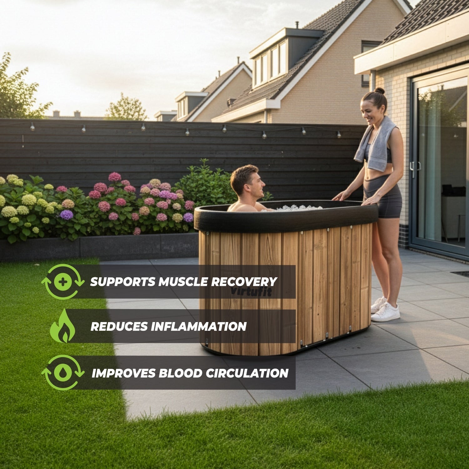 VirtuFit IJsbad Ovaal - Wood Look - 500 Liter - Inclusief accessoires