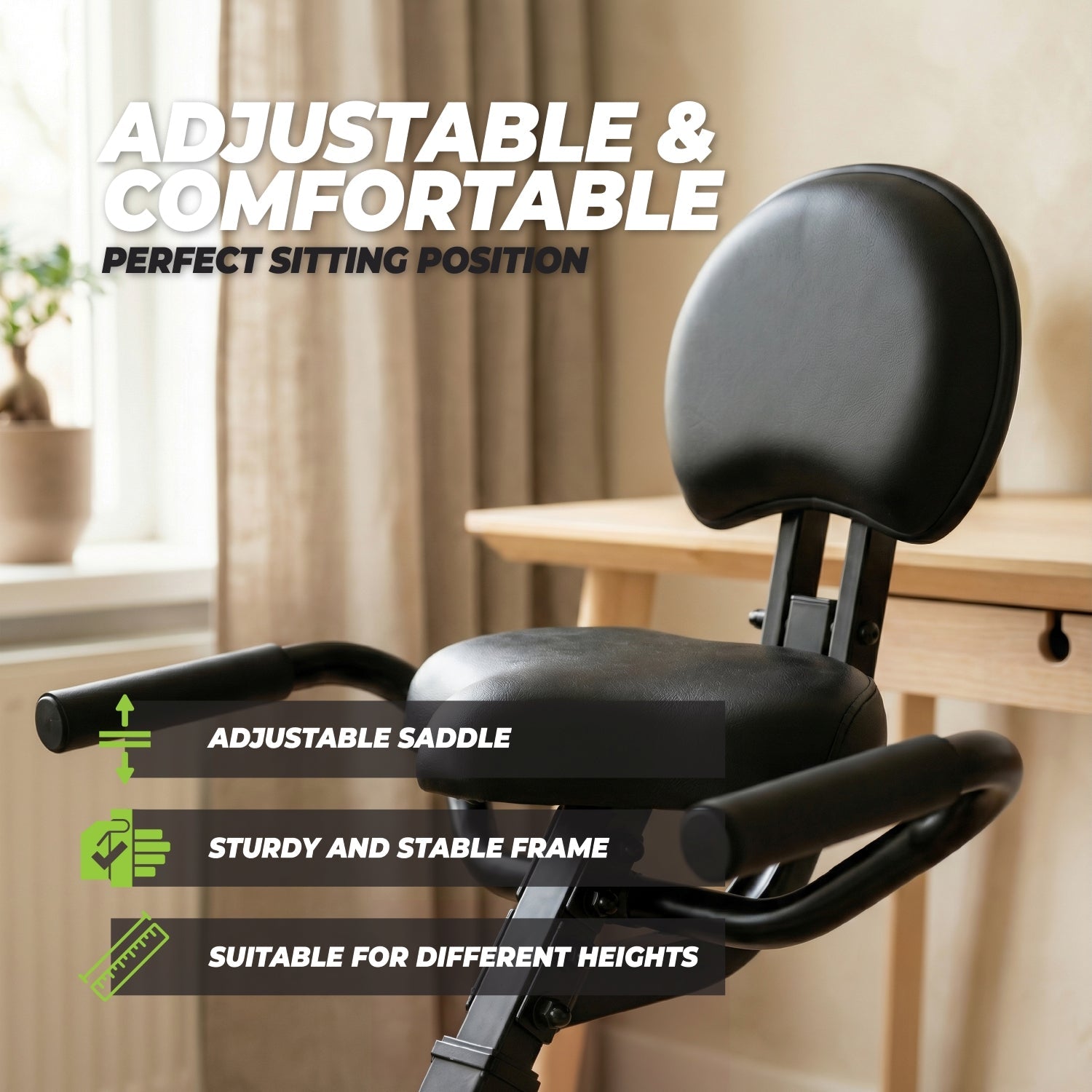 VirtuFit DB100 Opvouwbare Deskbike met Rugleuning - Bureaufiets met Computer