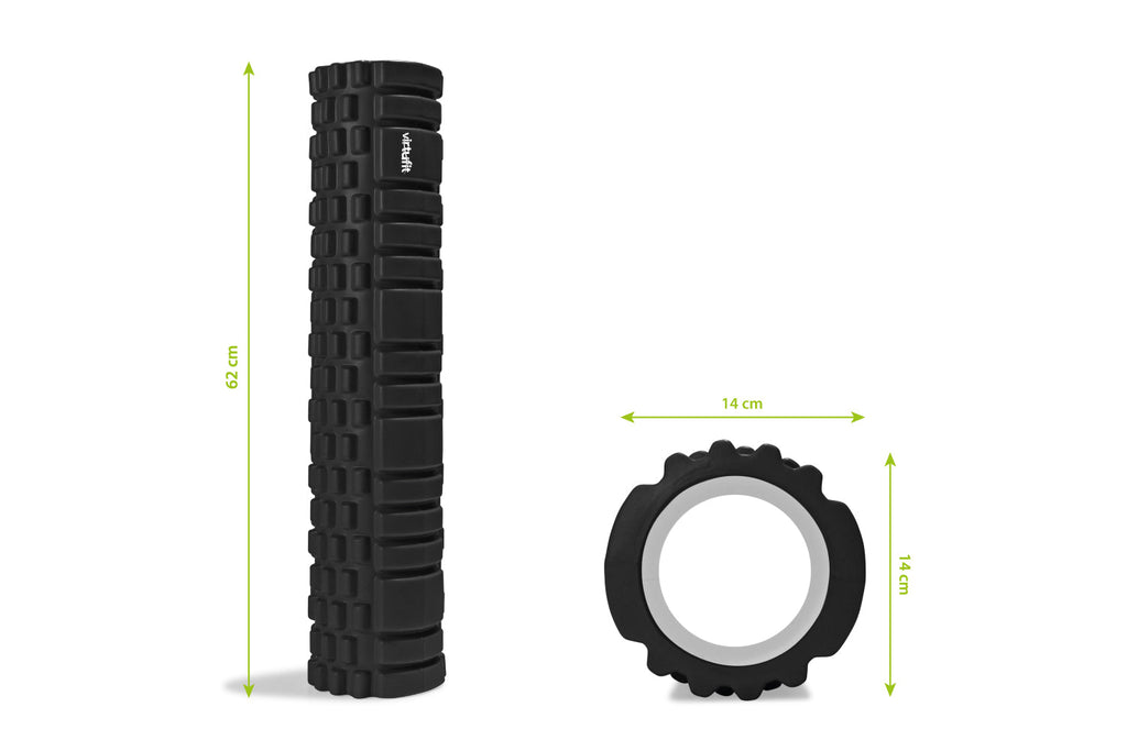 VirtuFit Grid Foam Roller - Massage roller - 62 cm - Zwart - Tweedekans