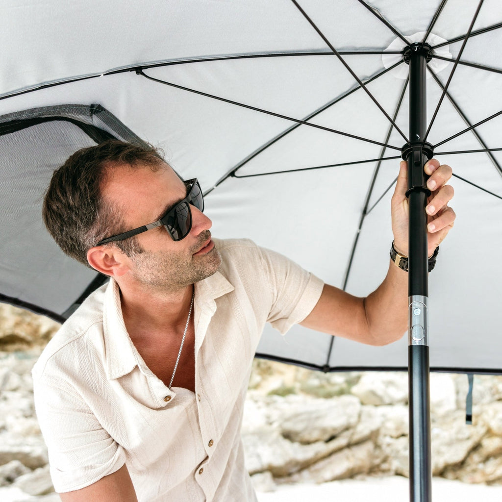 VirtuFit Strandparasol Premium - Windscherm - Strandtent - 200 cm - Zwart
