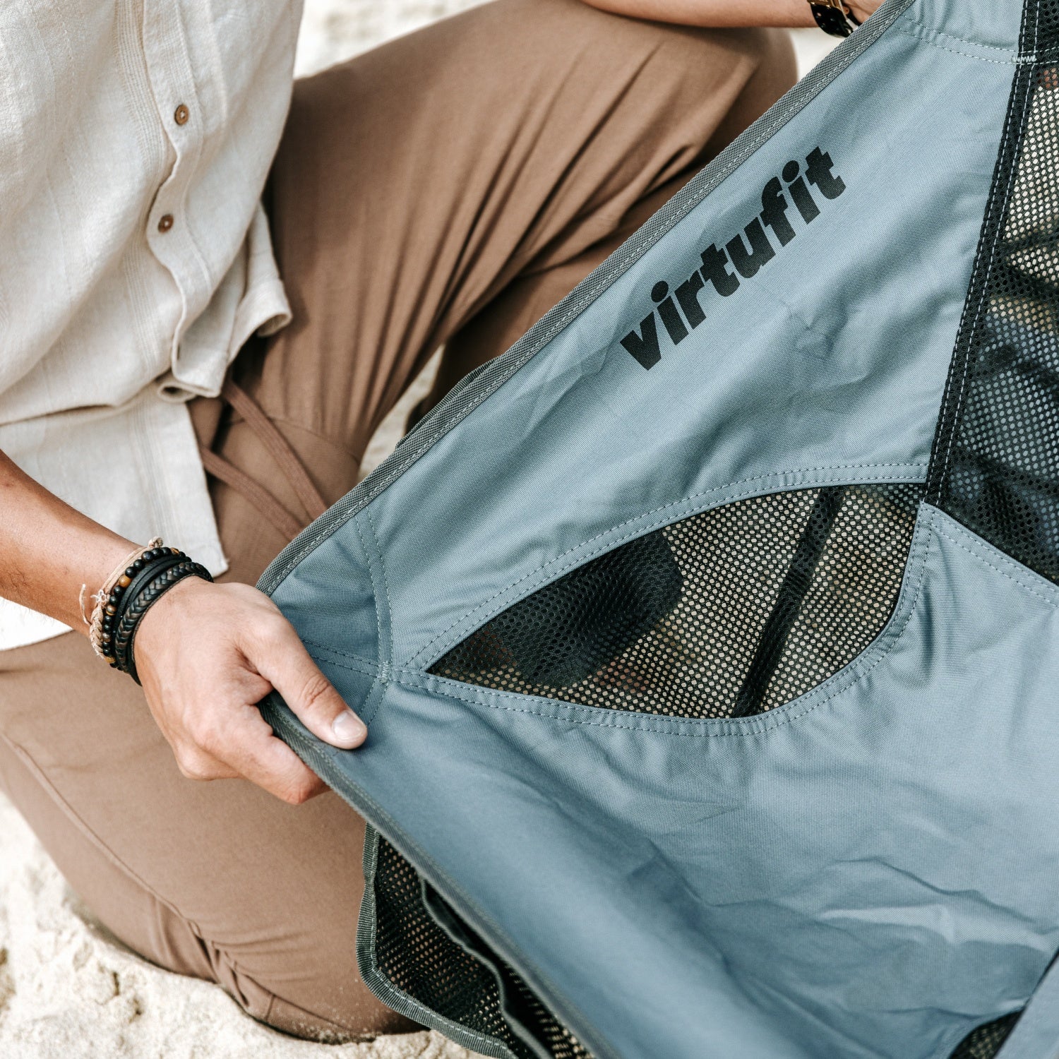 VirtuFit Camping Stoel Compact - Strandstoel - Opvouwbaar - Zwart