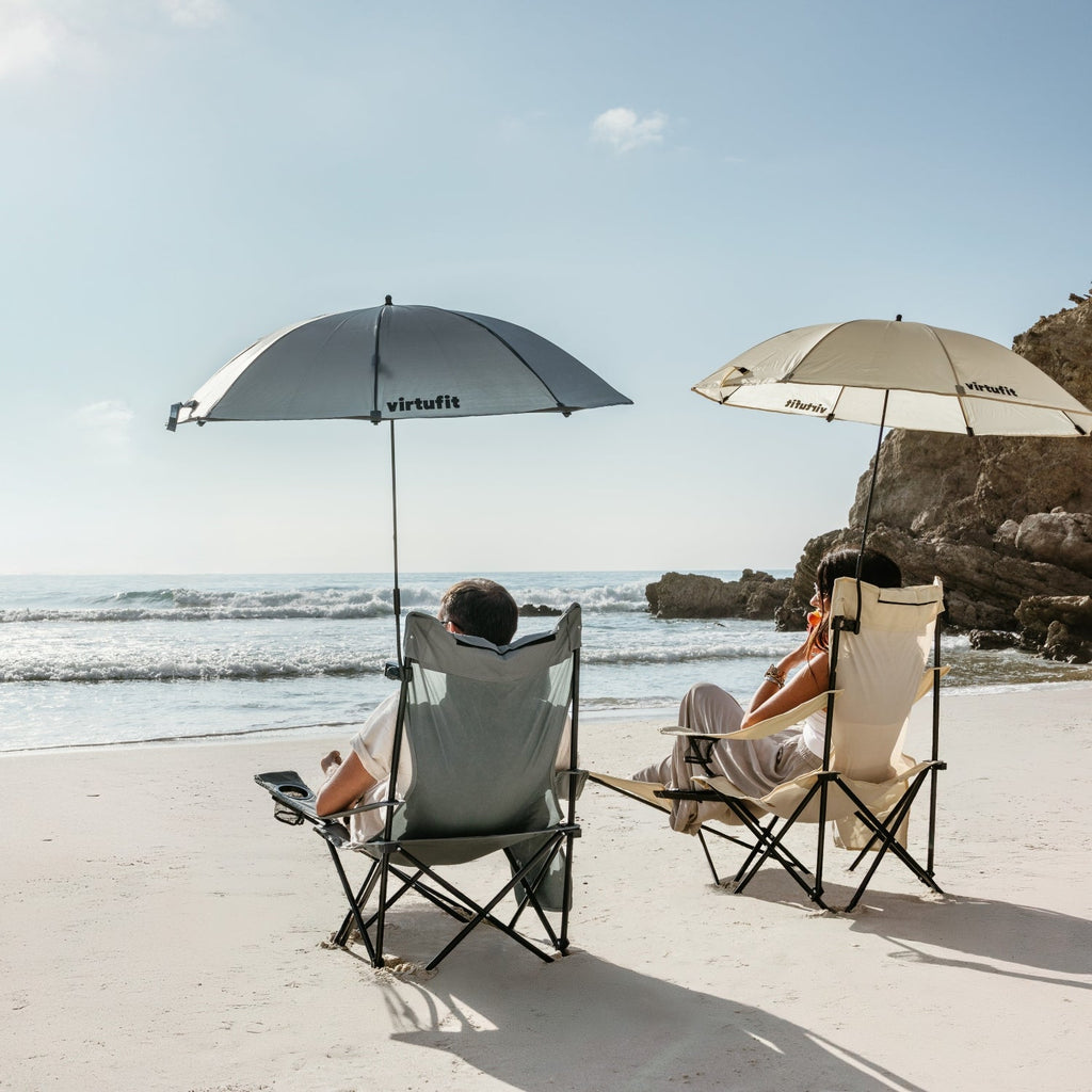 VirtuFit Campingstoel opvouwbaar met voetsteun - Strandstoel - Zwart