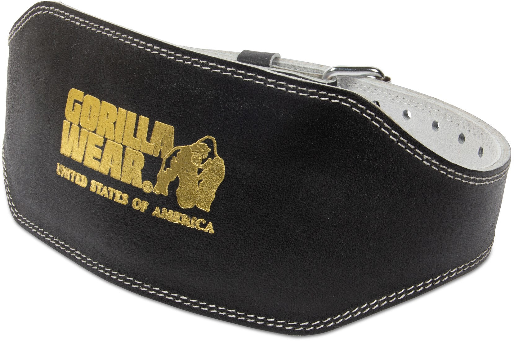 Gorilla Wear Halterriem - 6 Inch Leren Lifting Belt - Zwart/Goud