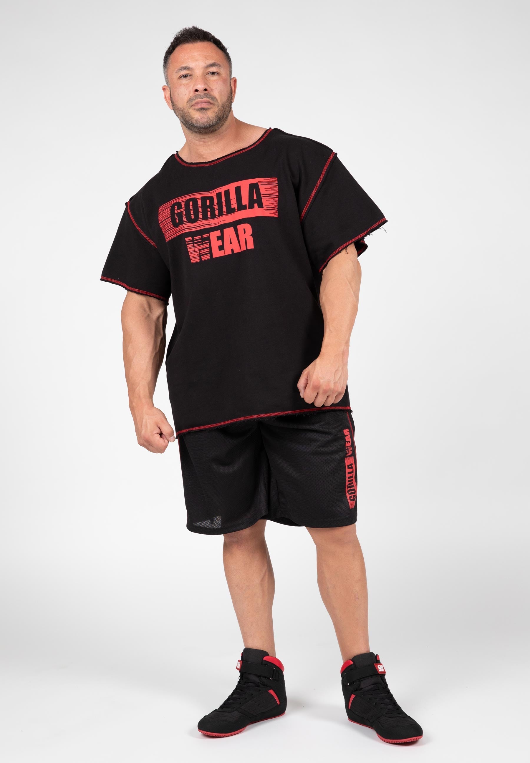 Gorilla Wear Wallace Mesh Shorts - Zwart/Rood