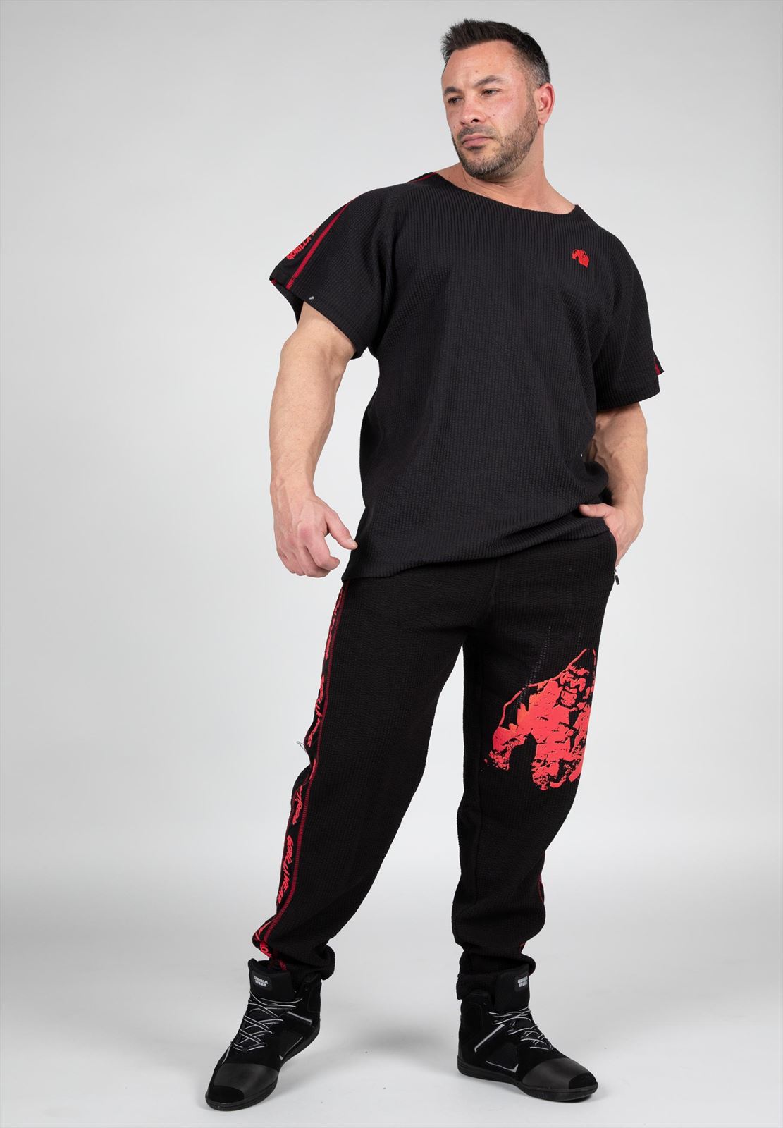 Gorilla Wear Buffalo Old School Workout T-Shirt - Zwart/Rood