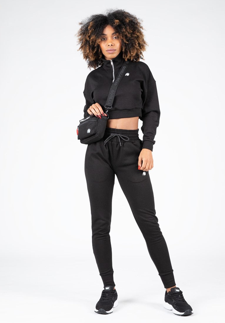 Gorilla Wear Ocala Cropped Half-Zip Sweatshirt - Zwart