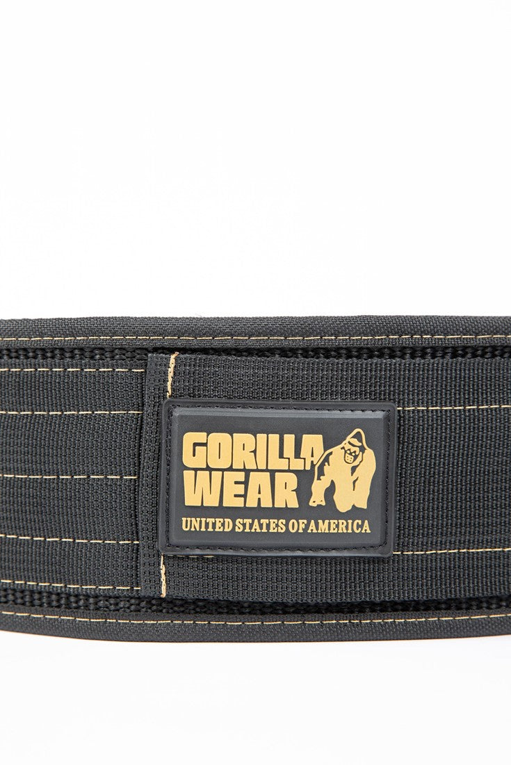 Gorilla Wear Halterriem - 4 Inch Nylon Lifting Belt - Zwart/Goud