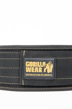 Gorilla Wear Halterriem - 4 Inch Nylon Lifting Belt - Zwart/Goud