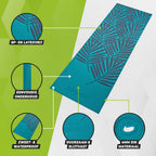 VirtuFit Premium Yogamat - 183 x 61 x 0,4 cm - Ocean Green Forest